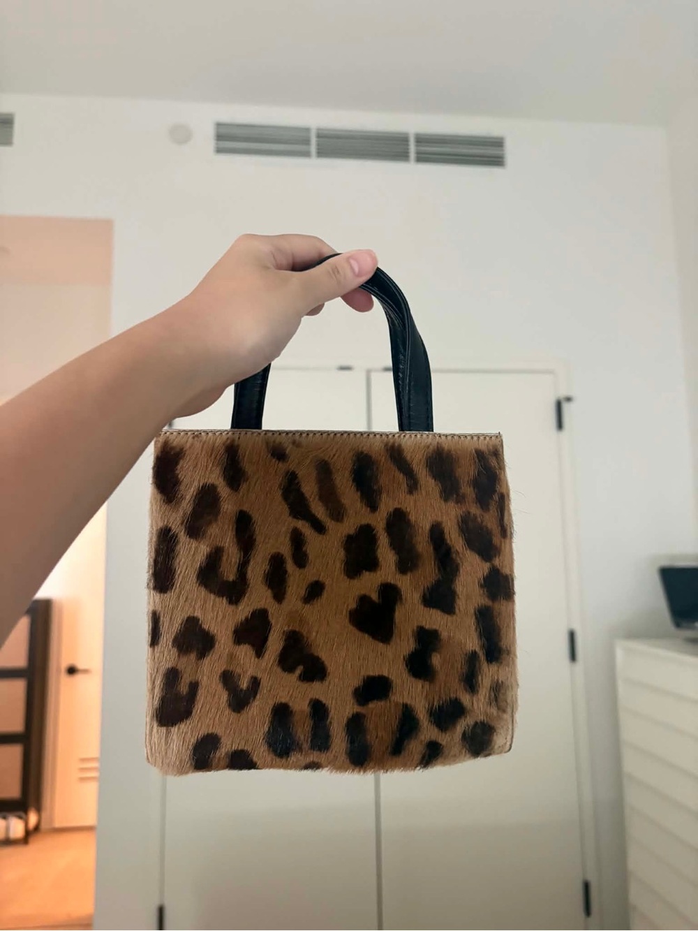 Vintage LOEWE Leopard Print Haircalf Mini Tote